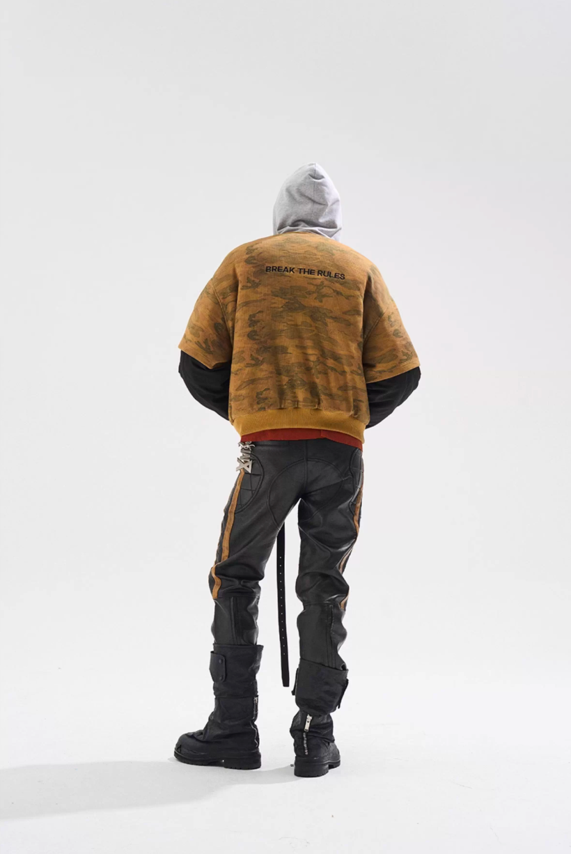 BLIND NO PLAN Reconstructed Patchwork Camouflage Padded MA-1 Jacket