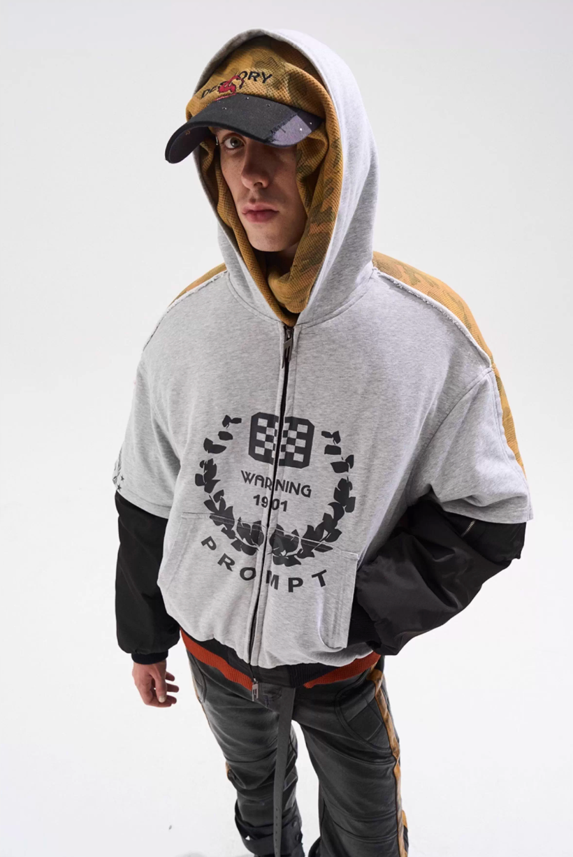 BLIND NO PLAN Reconstructed Patchwork Camouflage Padded MA-1 Jacket