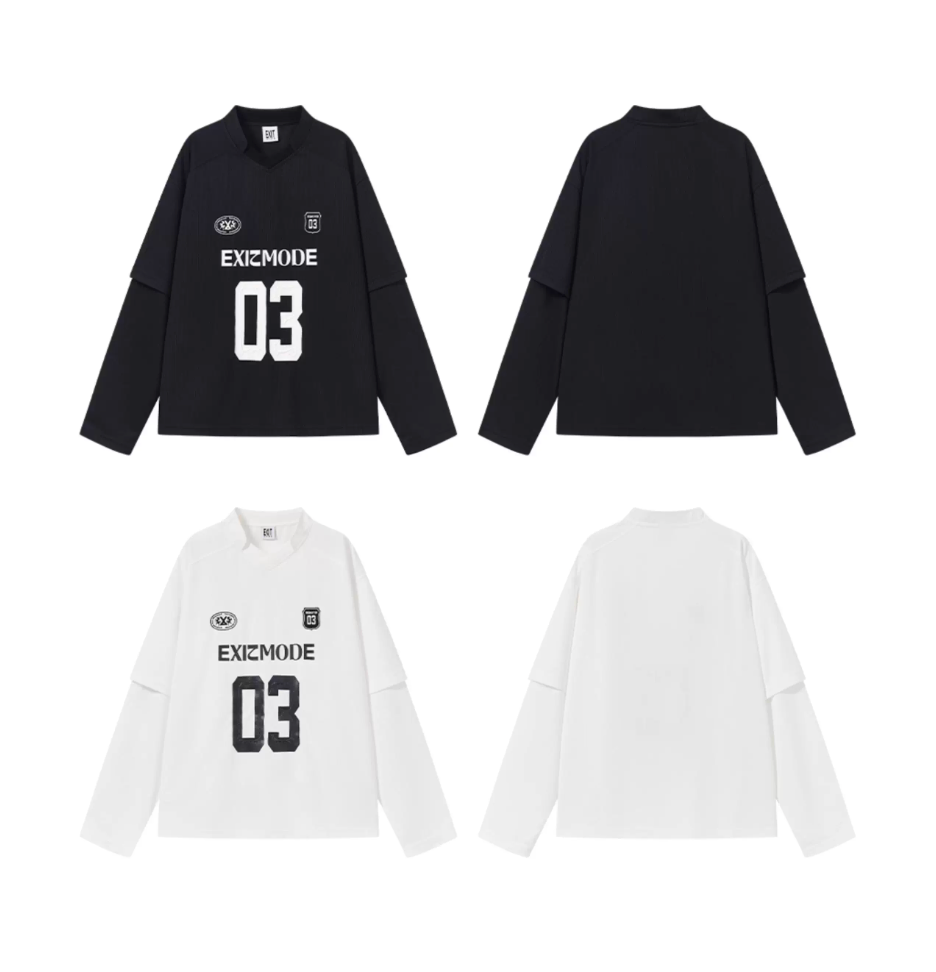 BLIND NO PLAN Layered Striped Long Sleeve Jersey