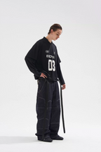 BLIND NO PLAN Layered Striped Long Sleeve Jersey