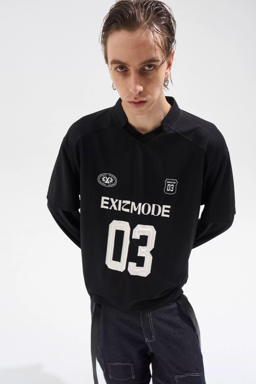 BLIND NO PLAN Layered Striped Long Sleeve Jersey