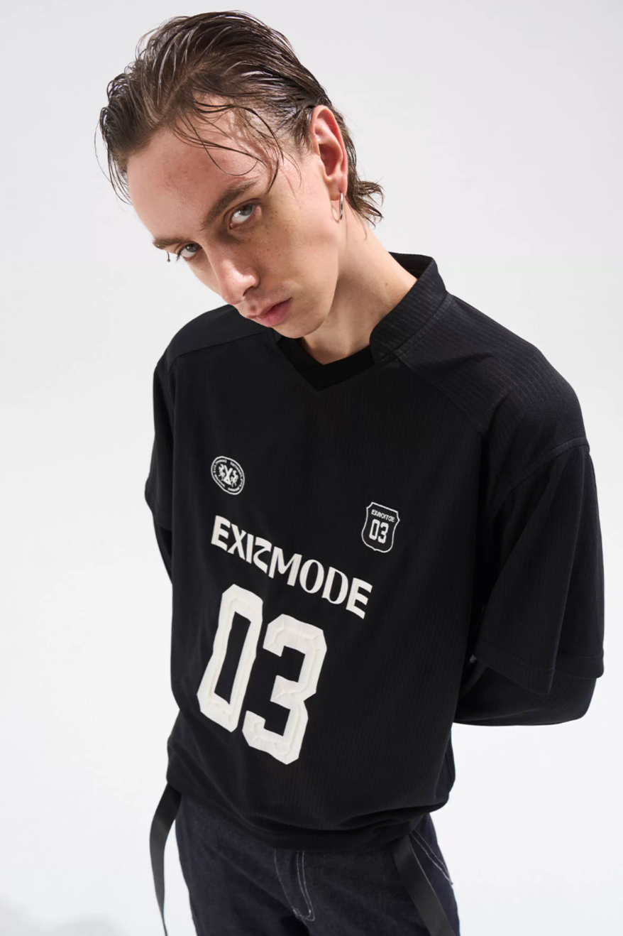 BLIND NO PLAN Layered Striped Long Sleeve Jersey