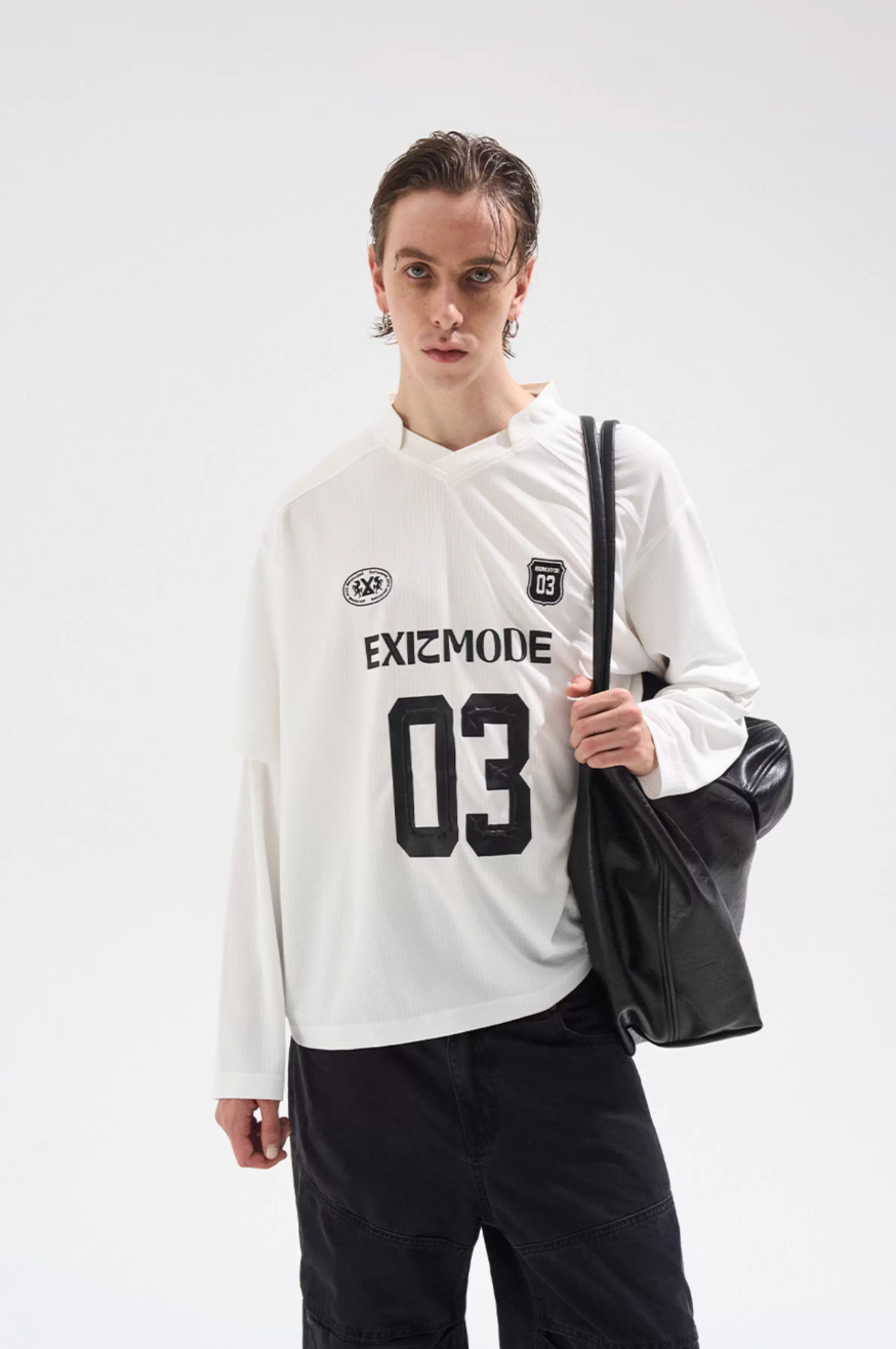 BLIND NO PLAN Layered Striped Long Sleeve Jersey
