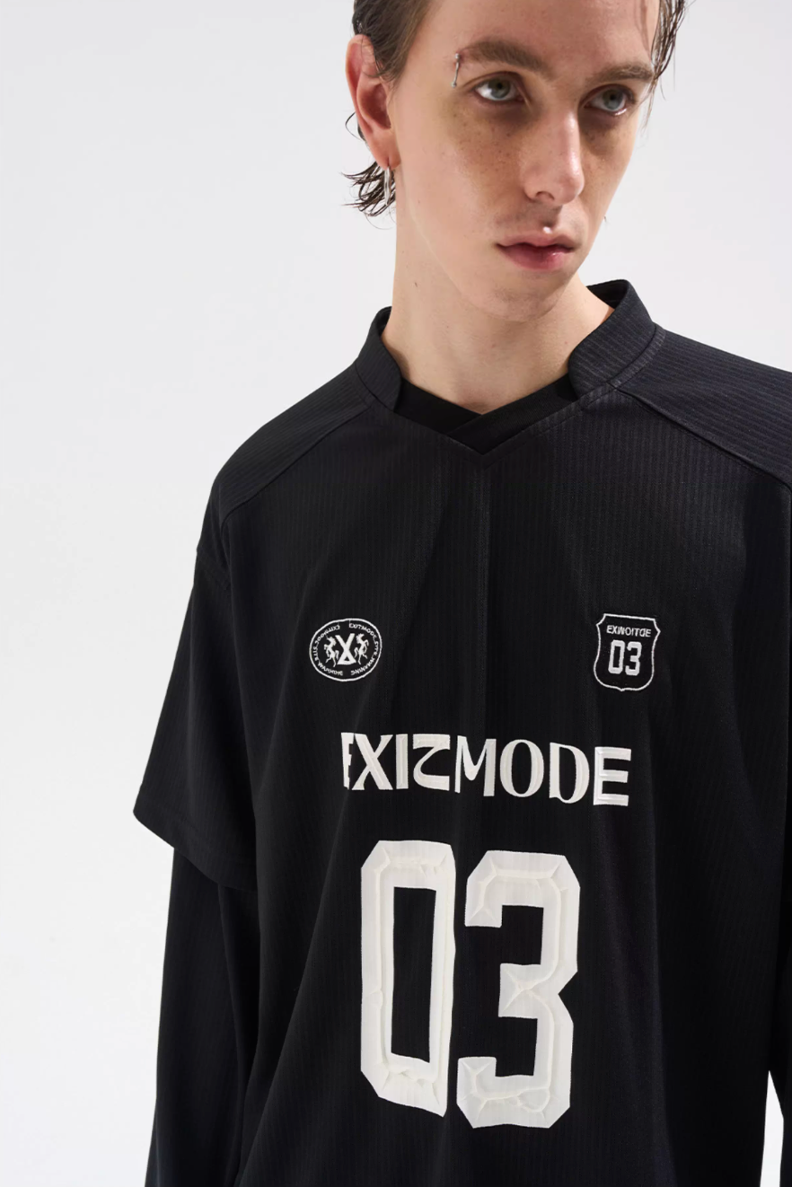 BLIND NO PLAN Layered Striped Long Sleeve Jersey