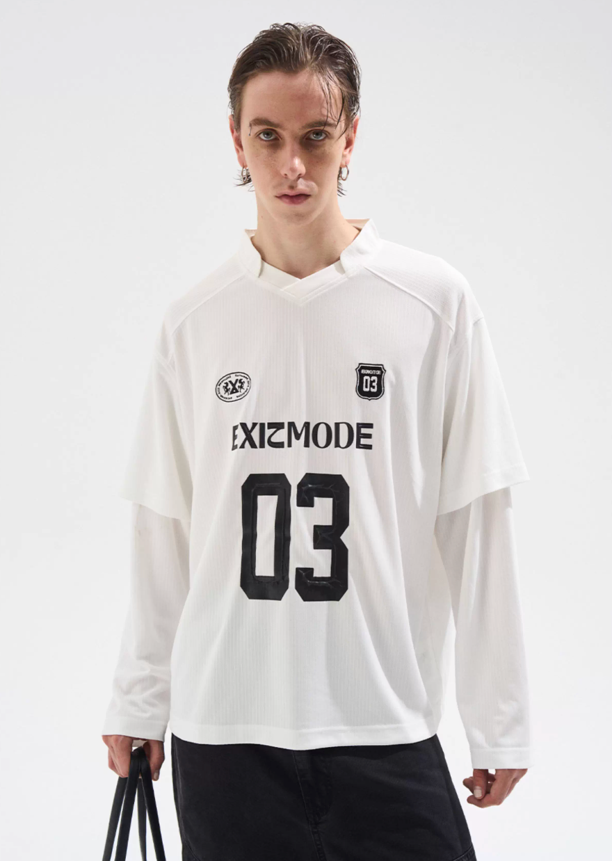 BLIND NO PLAN Layered Striped Long Sleeve Jersey