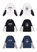 BLIND NO PLAN Layered Waffle and Jersey Long Sleeve Tee