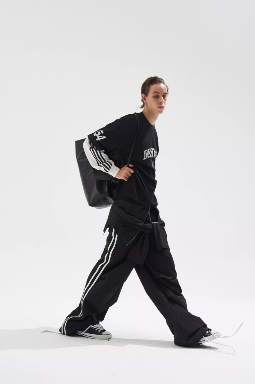 BLIND NO PLAN Layered Waffle and Jersey Long Sleeve Tee