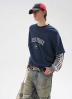 BLIND NO PLAN Layered Waffle and Jersey Long Sleeve Tee