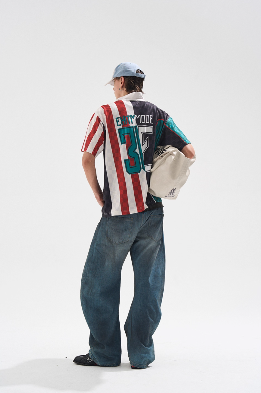 BLIND NO PLAN Digital Print Checkerboard Polo Jersey