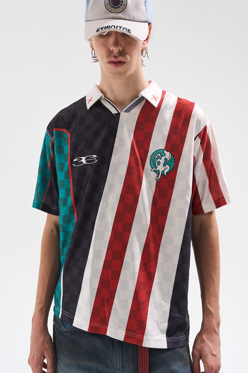 BLIND NO PLAN Digital Print Checkerboard Polo Jersey