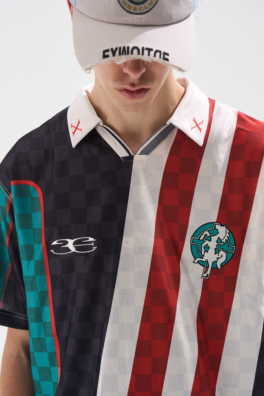 BLIND NO PLAN Digital Print Checkerboard Polo Jersey