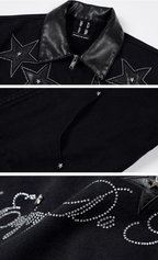 MEDM Star Studded Leather Patch Detroit Jacket
