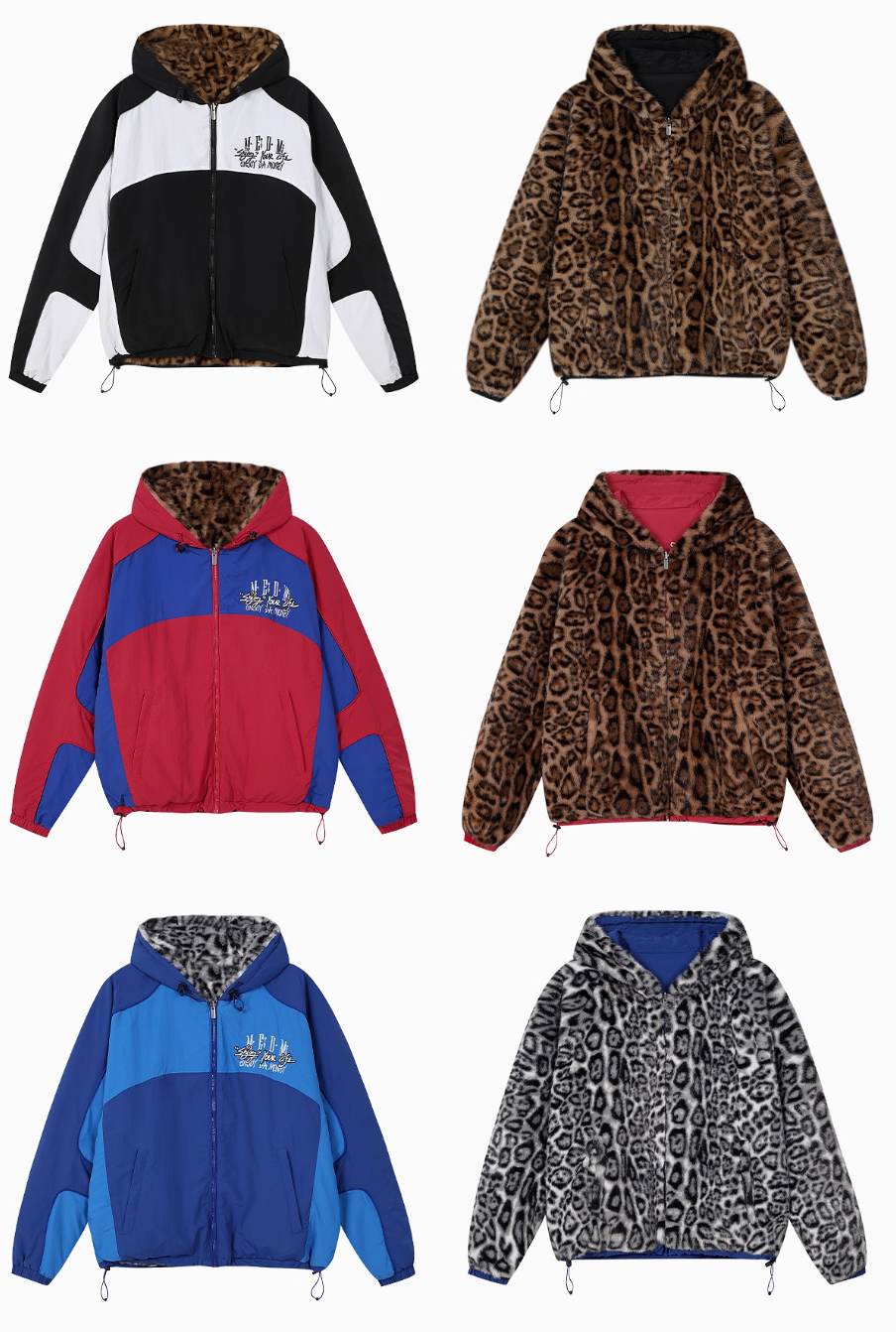 MEDM Reversible Leopard Fur Hooded Track Jacket