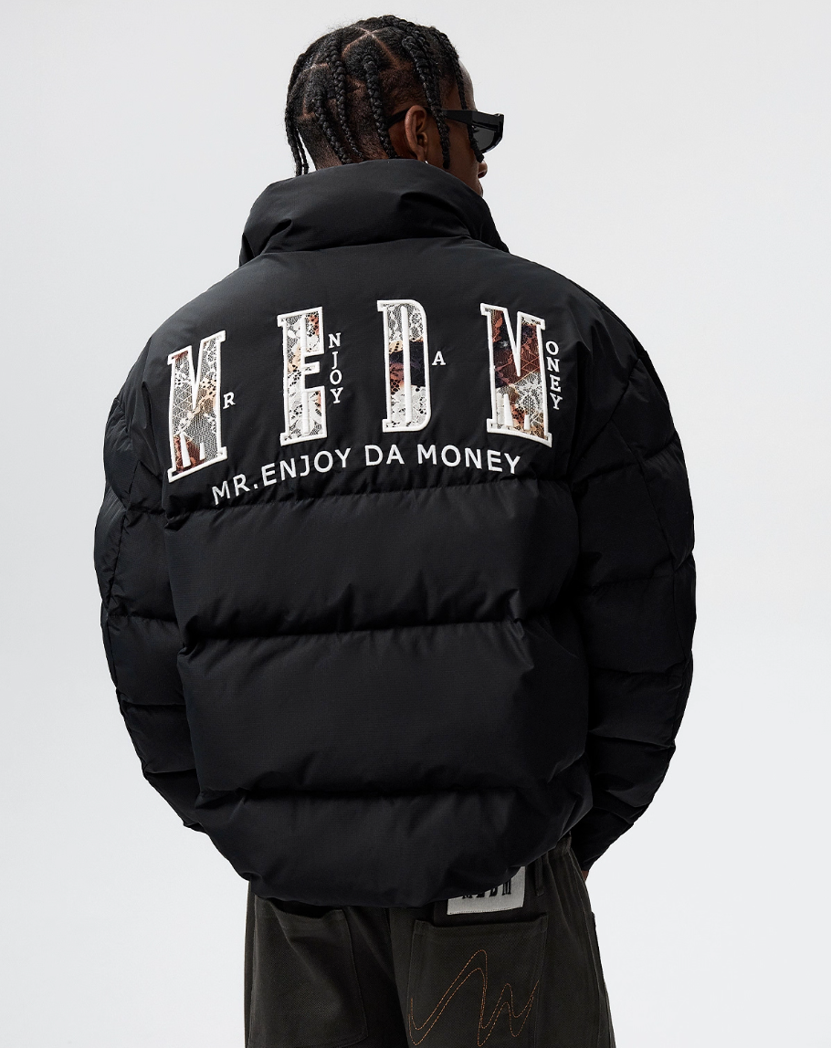MEDM 3D Embroidered Lace Puffer Jacket