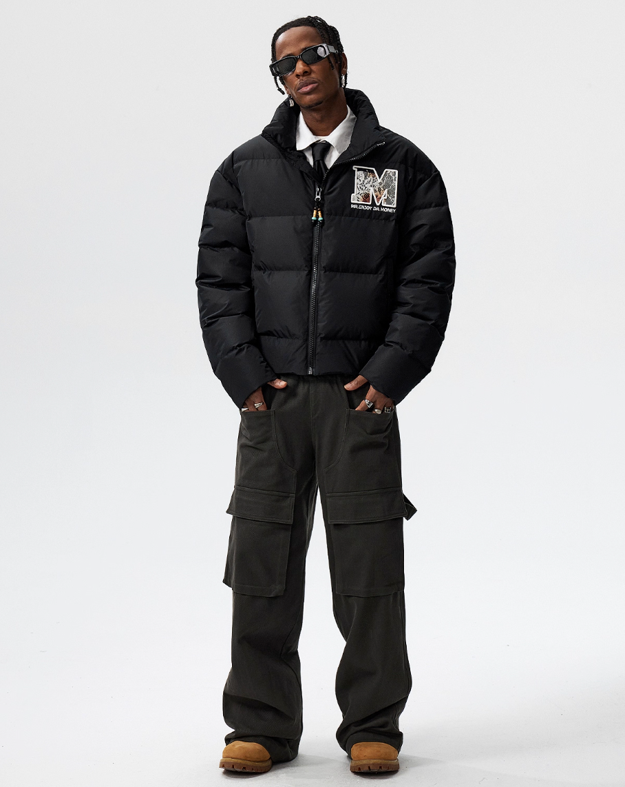 MEDM 3D Embroidered Lace Puffer Jacket