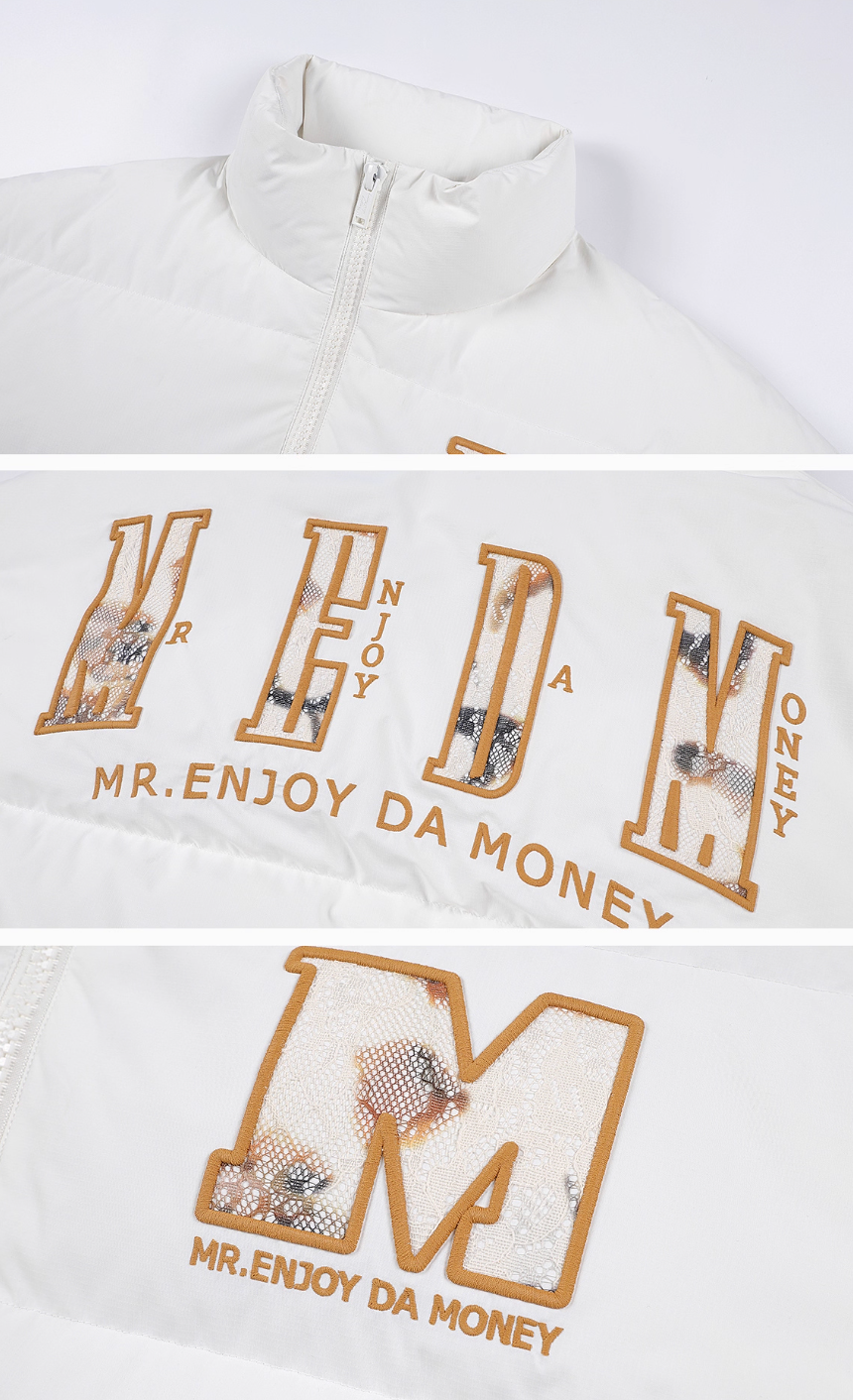 MEDM 3D Embroidered Lace Puffer Jacket
