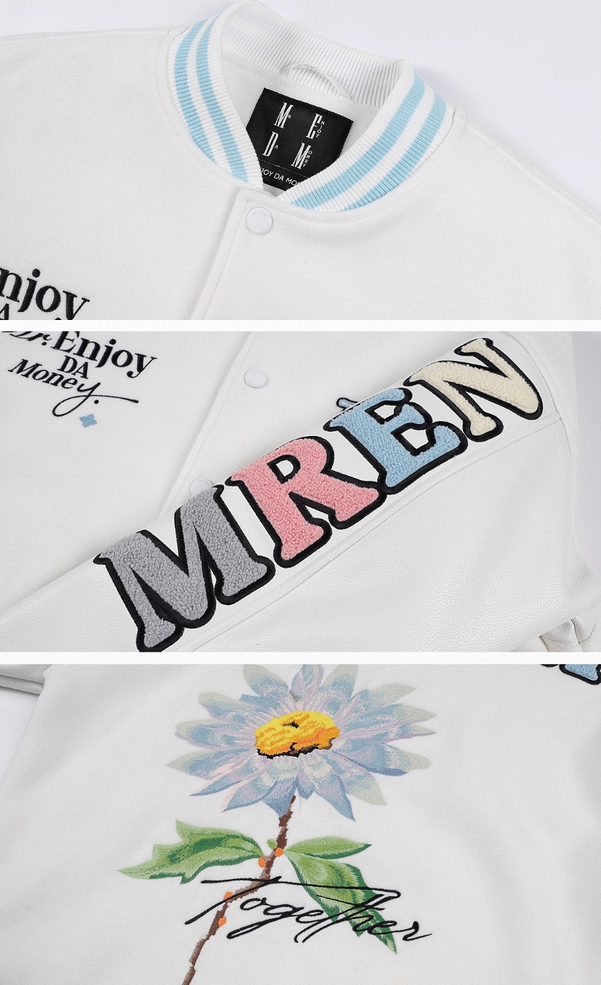 MEDM Daisy Floral Varsity Jacket