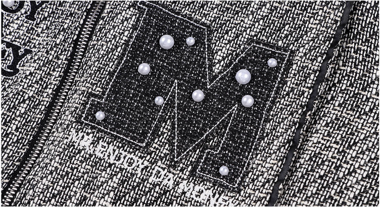 MEDM Pearl Tweed Short Varsity Jacket