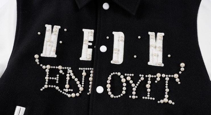 MEDM Pearl Logo Color Block Varsity Jacket