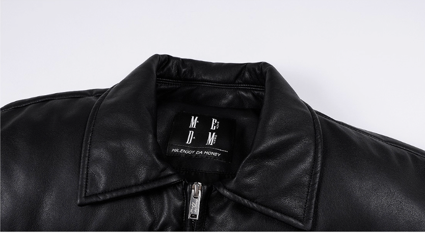 MEDM PU Leather 3D Embroidered Puffer Jacket