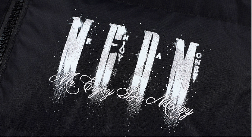 MEDM Rhinestone Studded Logo Down Jacket