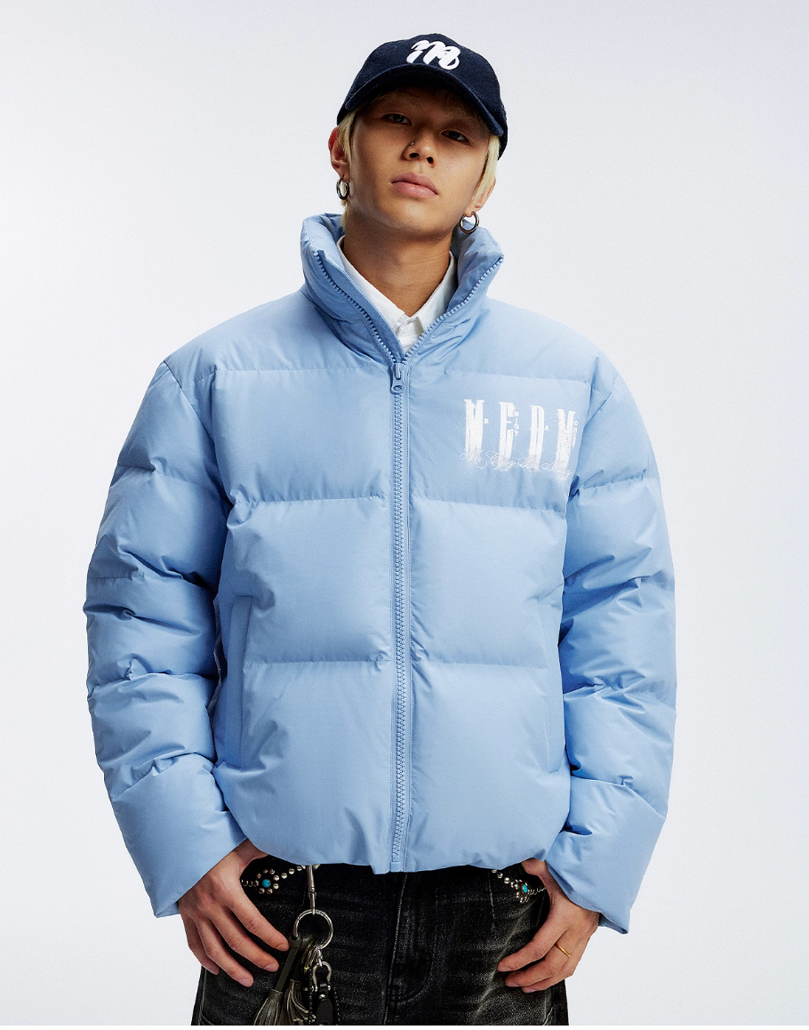 MEDM Rhinestone Studded Logo Down Jacket