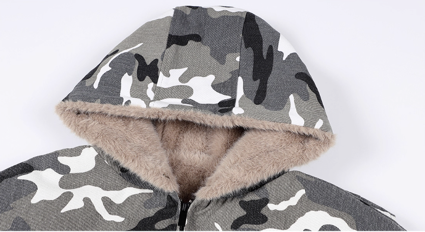 MEDM Detachable Fur Camouflage Hooded Jacket