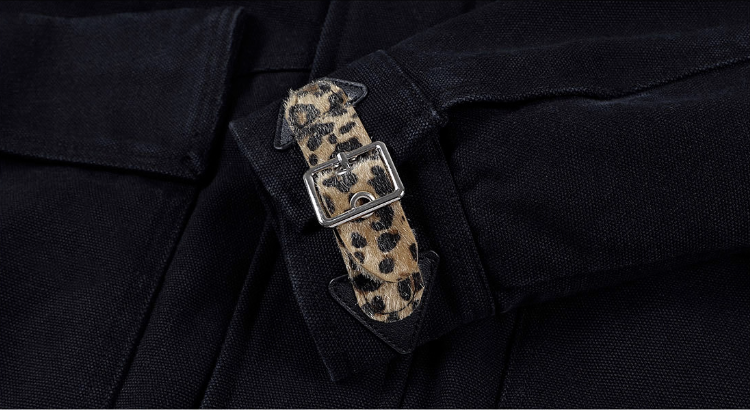 MEDM Leopard Collar Belted Work Jacket