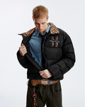 MEDM Leopard Collar Logo Patch Down Jacket