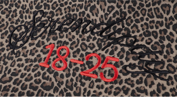 MEDM Embroidered Leopard Zip Up Hooded Jacket