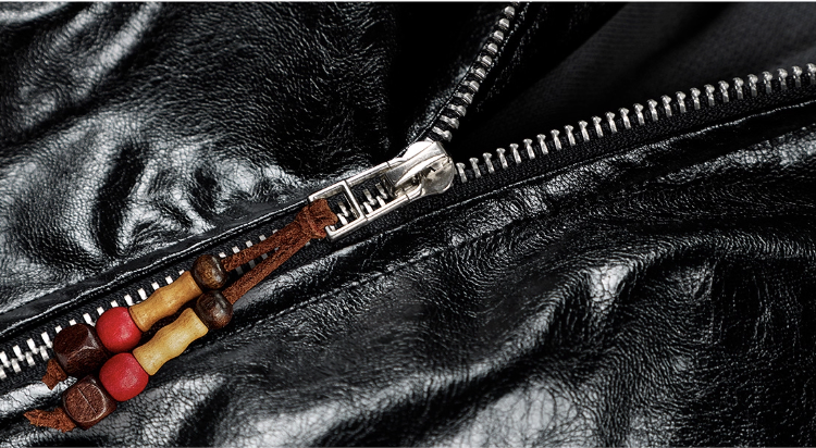 MEDM Layered Hood PU Leather Bomber Jacket