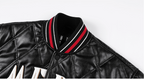 MEDM Diamond Quilted PU Leather Varsity Jacket