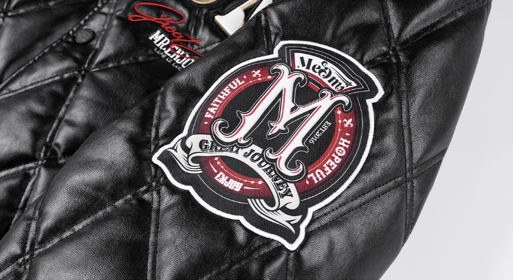 MEDM Diamond Quilted PU Leather Varsity Jacket
