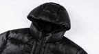 MEDM Leopard Leather Patch Puffer Jacket
