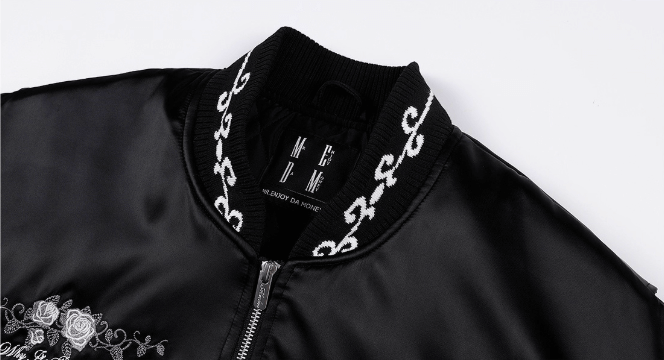MEDM Rose Embroidered Gemstone MA-1 Bomber Jacket