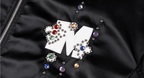 MEDM Gemstone Studded Leather Patch MA-1 Bomber Jacket