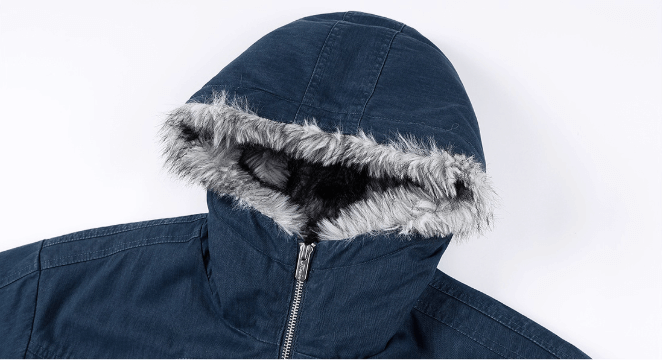 MEDM Fur Lined Washed Work Hooded Jacket