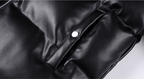 MEDM Leopard Patch PU Leather Puffer Jacket