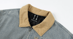 MEDM Corduroy Collar Washed Denim Jacket