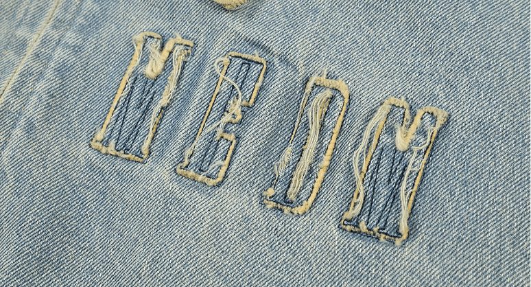 MEDM Corduroy Collar Washed Denim Jacket