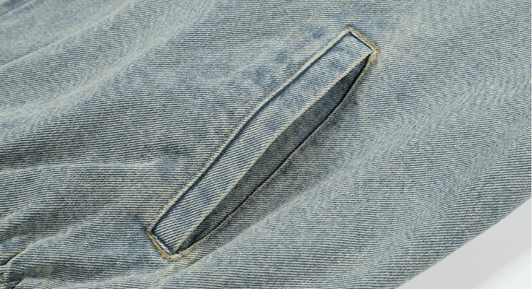 MEDM Corduroy Collar Washed Denim Jacket