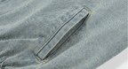 MEDM Corduroy Collar Washed Denim Jacket