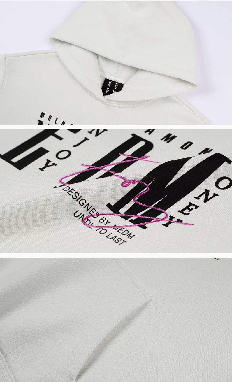 MEDM Logo Print and Embroidered Lettering Hoodie