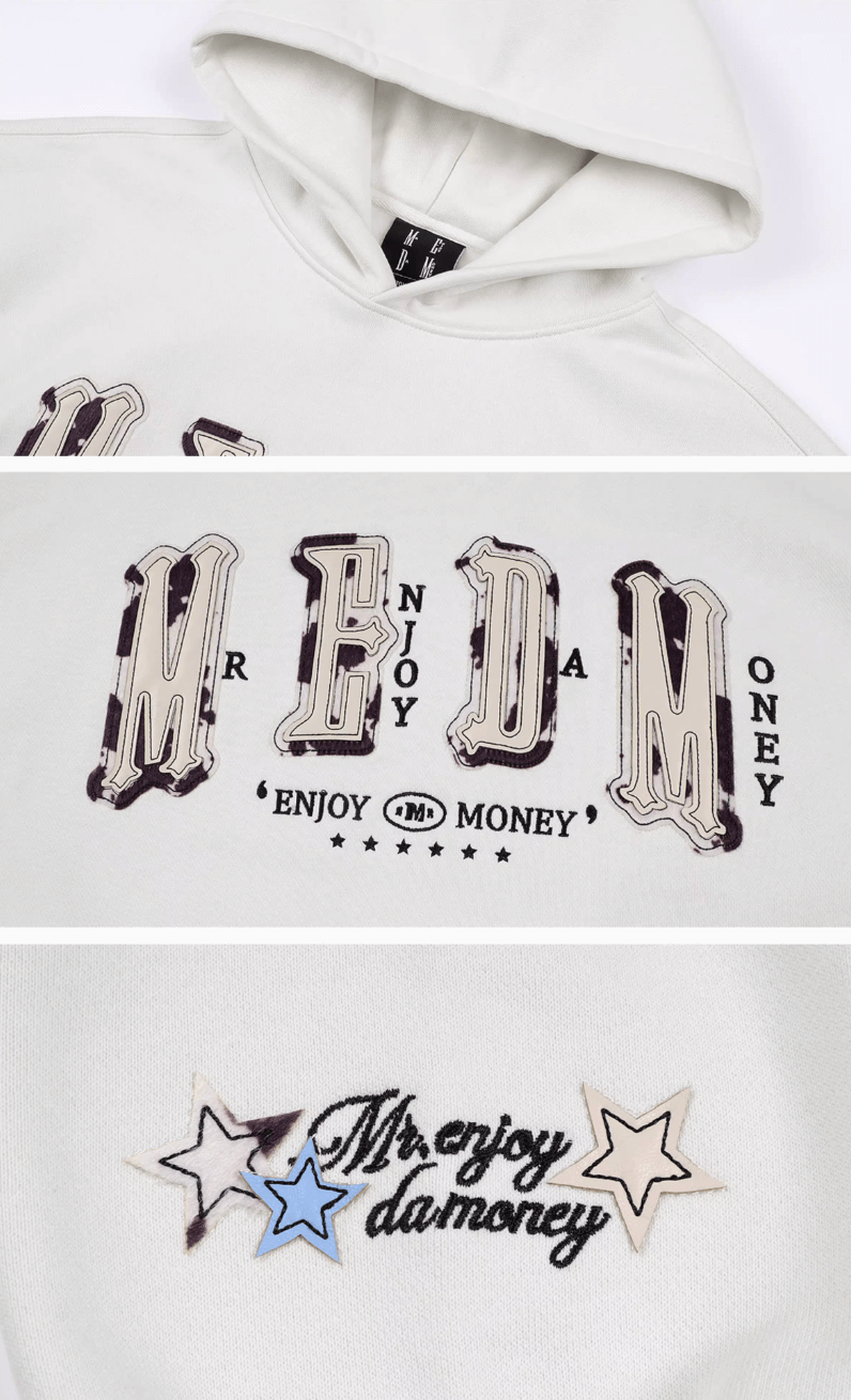 MEDM Animal Leather Logo Patch Hoodie