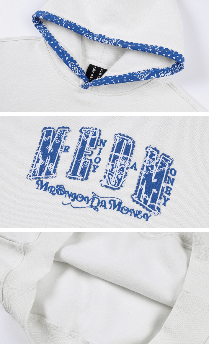 MEDM Ethnic Paisley Patch Embroidered Hoodie
