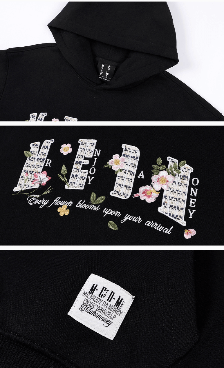 MEDM Mini Patchwork Floral Embroidered Hoodie