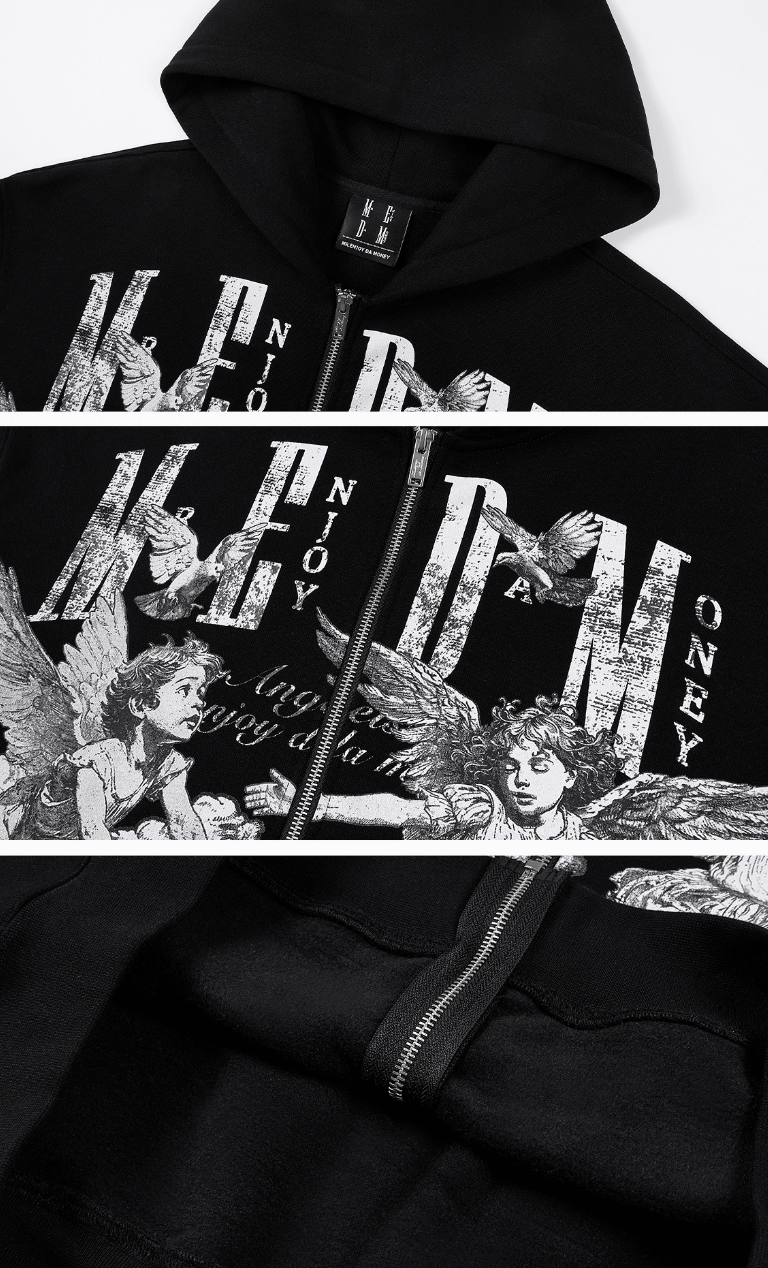 MEDM Angel Patch Zip Up Hoodie