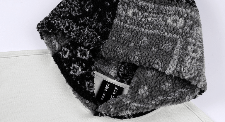 MEDM Patterned Sherpa Hood Patchwork Hoodie