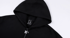 MEDM Cross Star Leather Patchwork Zip Up Hoodie