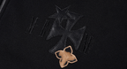 MEDM Cross Star Leather Patchwork Zip Up Hoodie